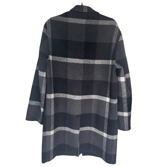ZARA Womens Medium Gray & Black Plaid Wool Blend Coat - Picture 10 of 16